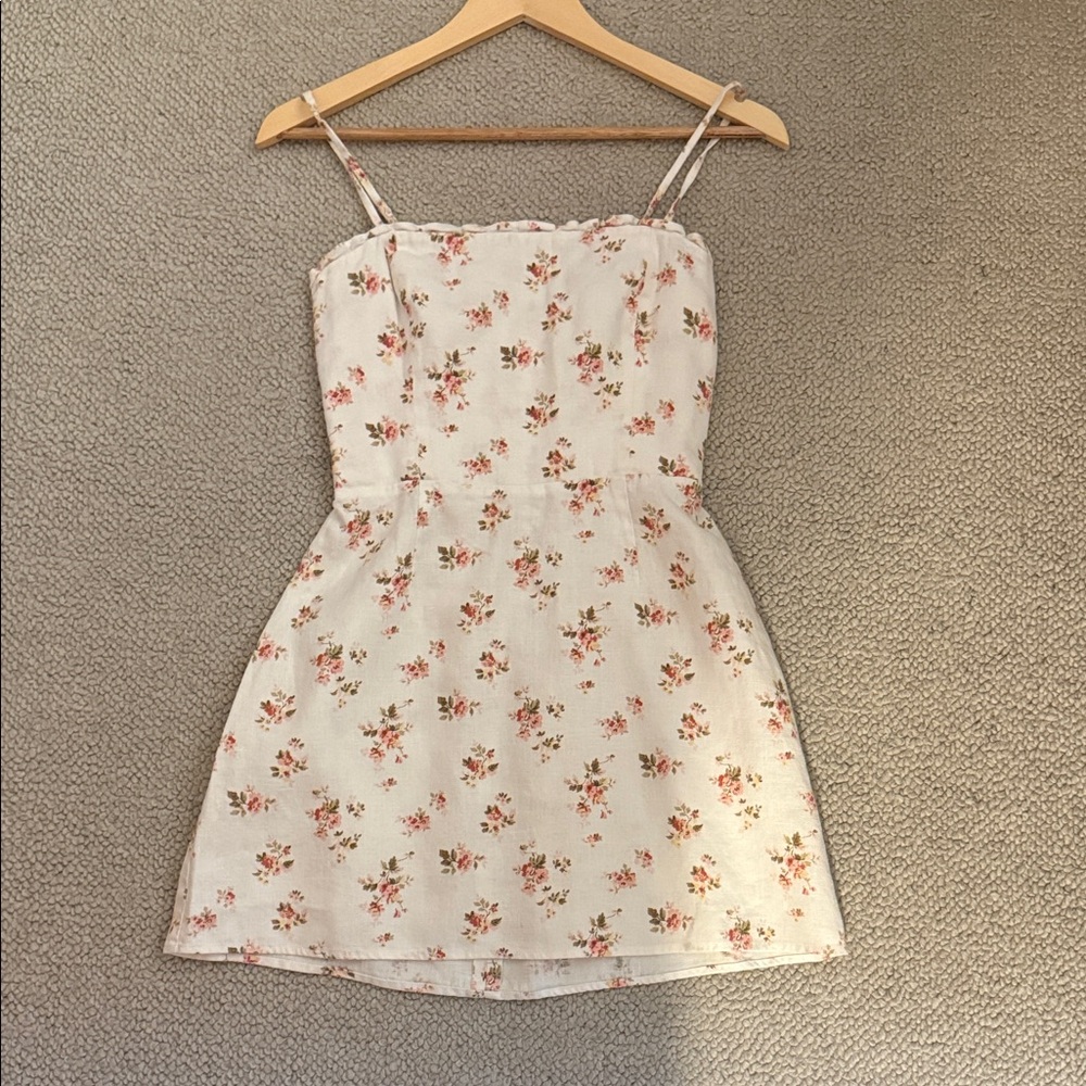 Reformation Ava Cream Floral Mini Dress